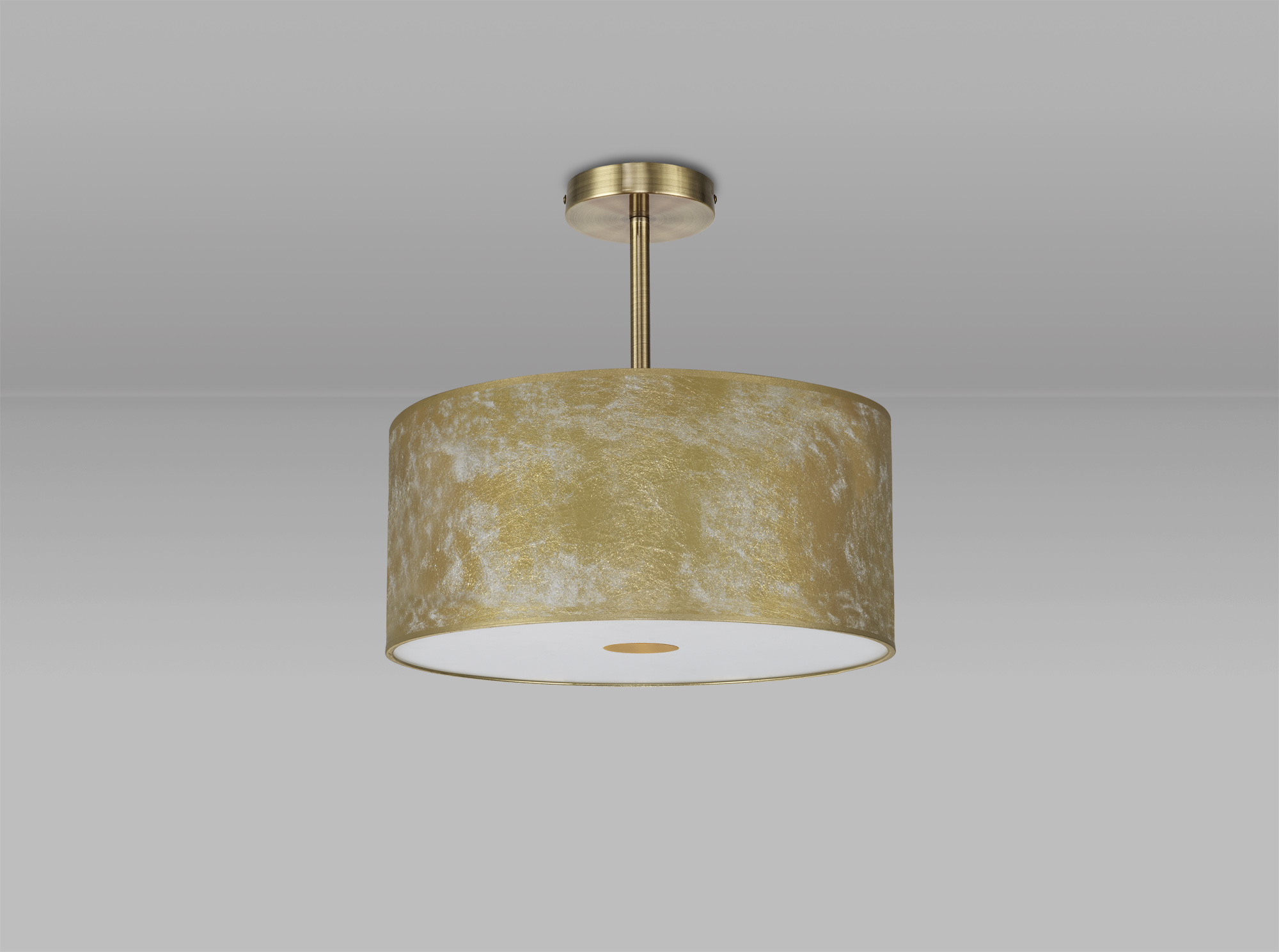 Baymont 40cm Semi Flush 1 Light Antique Brass, Gold Leaf, Frosted Diffuser DK0825  Deco Baymont